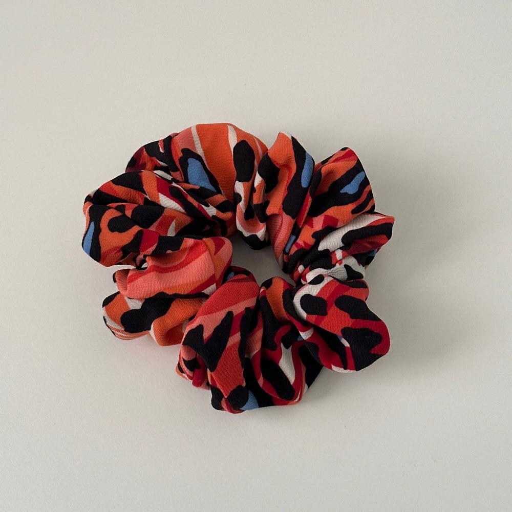 Leopard Bow Scrunchie Red Blue Black Orange